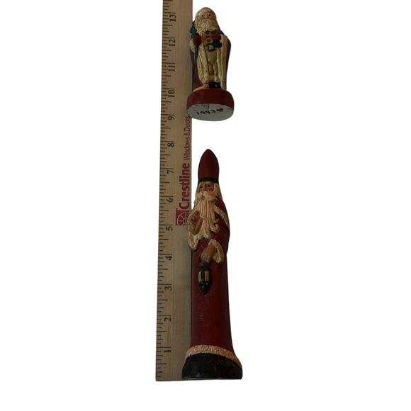 VTG Santa Claus Folk Art Christmas Painted Resin Figurine Group 1993 Holiday - Picture 7 of 8